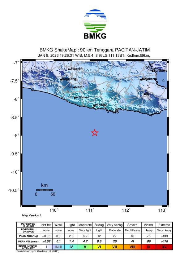 Gempa Magnitudo 5,6 Guncang Pacitan, Tidak Berpotensi Tsunami /BMKG