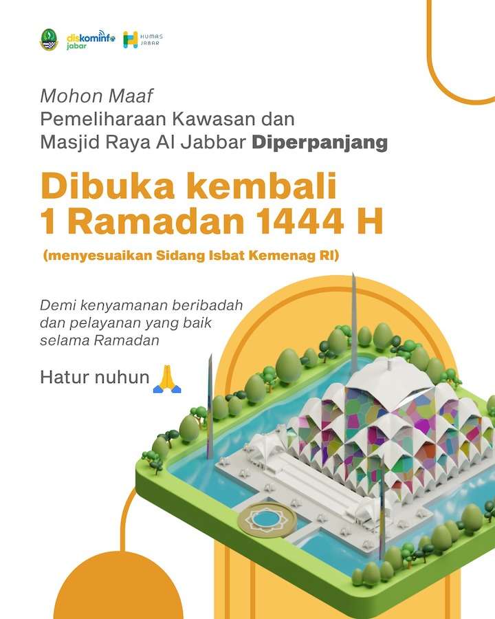 Masjid Raya Al Jabbar Dibuka Hari Pertama Ramadan 2023
