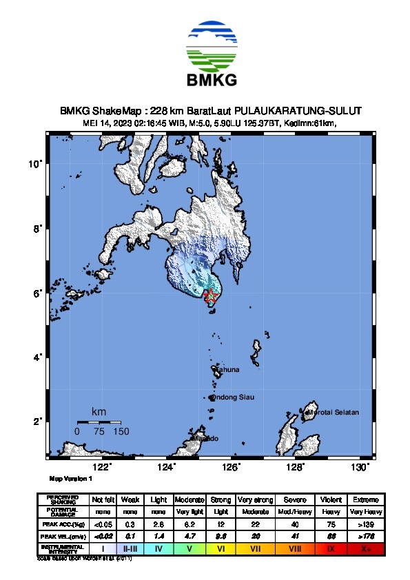Kepulauan Sangihe Diguncang Gempa Magnitudo 5,0, Tak Berpotensi Tsunami/BMKG