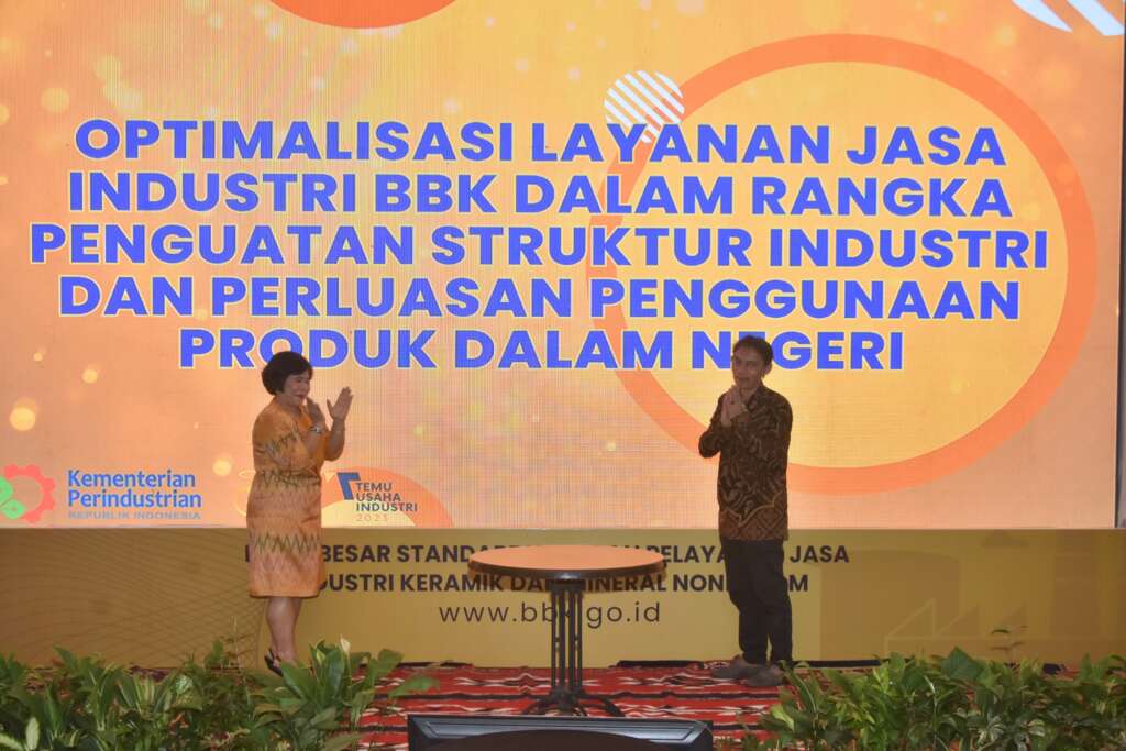 Temu usaha industri 2023 yang diselenggarakan Balai Besar Standardisasi dan Pelayanan Jasa Industri Keramik dan Mineral Nonlogam (BBSPJIKMN), Kemenperin di Bogor, Selasa (30/5/2023). foto: ist